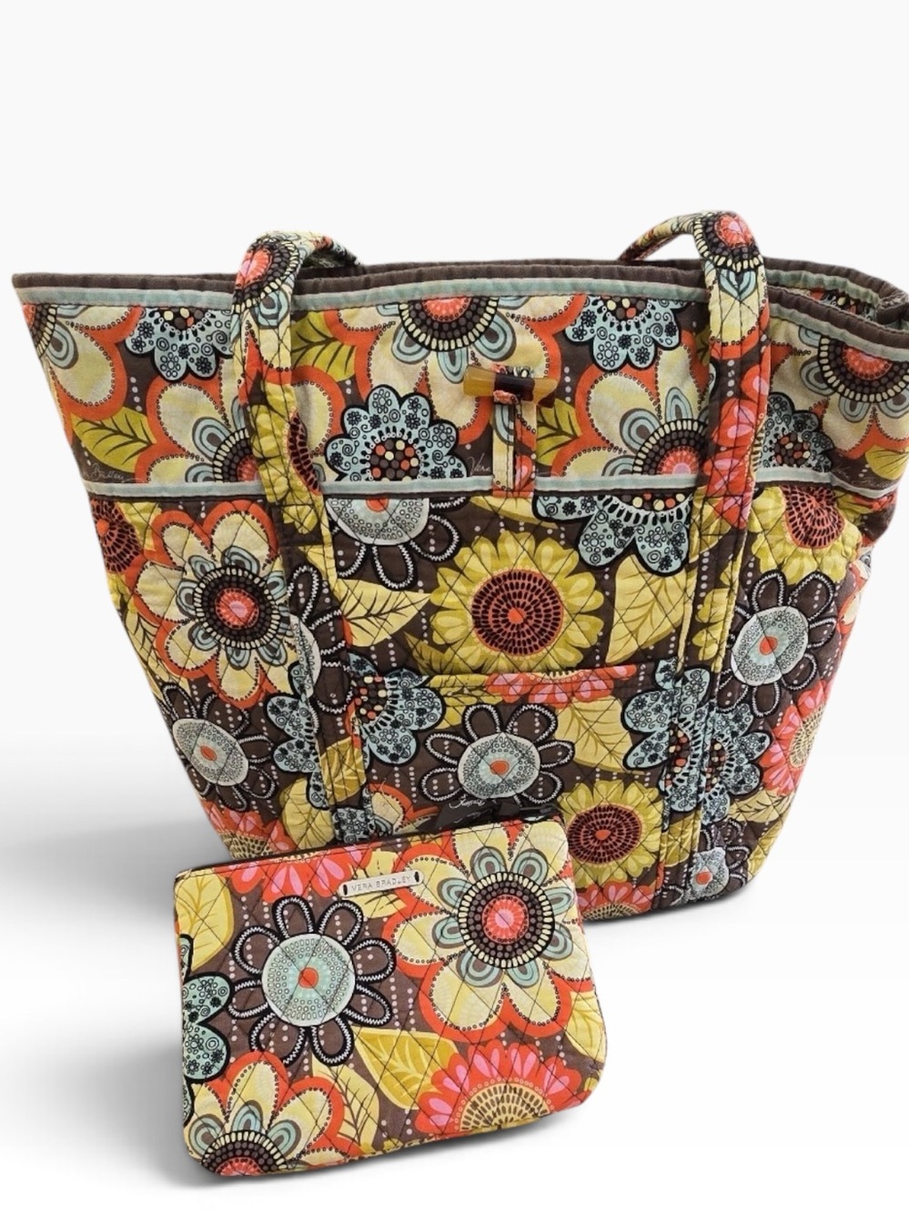 Vera Bradley 2pc Quilted Flower Shower Tote Bag Set